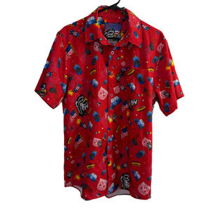 Dixxon Hellyeah Brother Shirt Mens Medium Red Short Sleeve Button Up Eagle USA